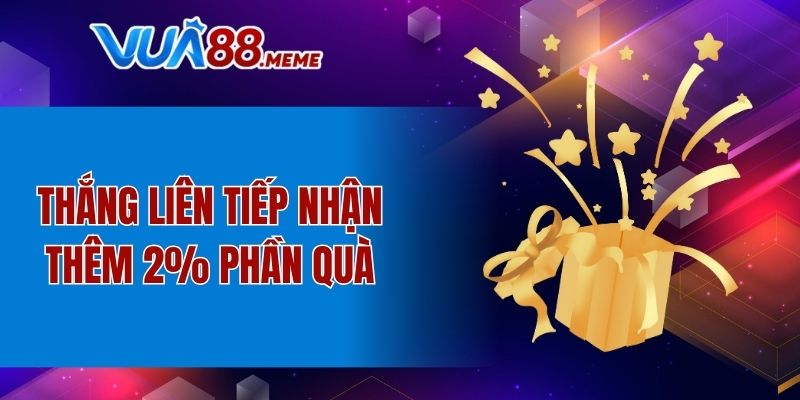 Thắng liên tiếp nhận thêm 2% phần quà